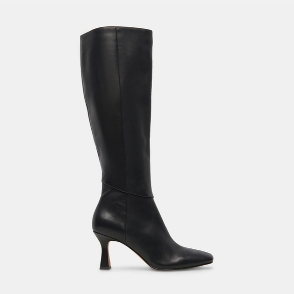 NWT/No Box Dolce Vita Gyra Wide Calf Boots Black Leather Size 6WC - Picture 1 of 12